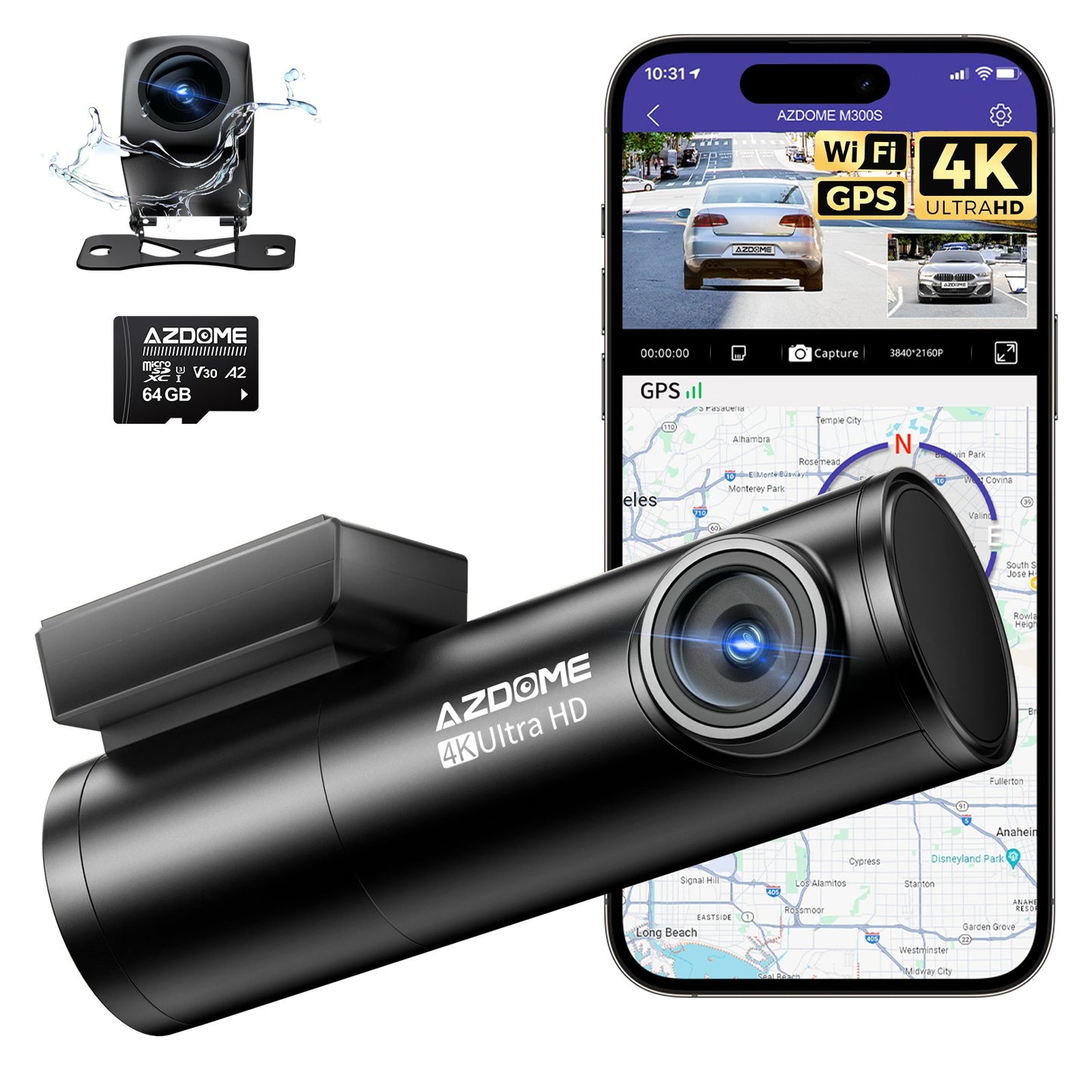 AZDOME M300S 4K Dual Dash Cam