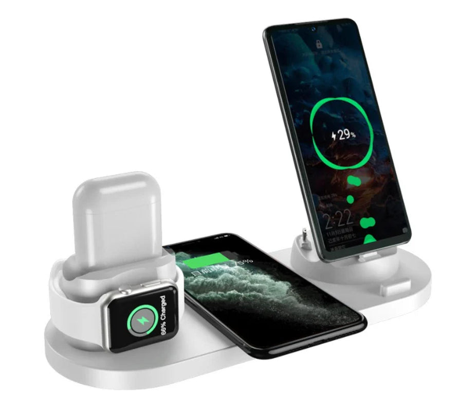 6-in-1 Wireless Fast Charging Dock Station for iPhone and Apple Watch