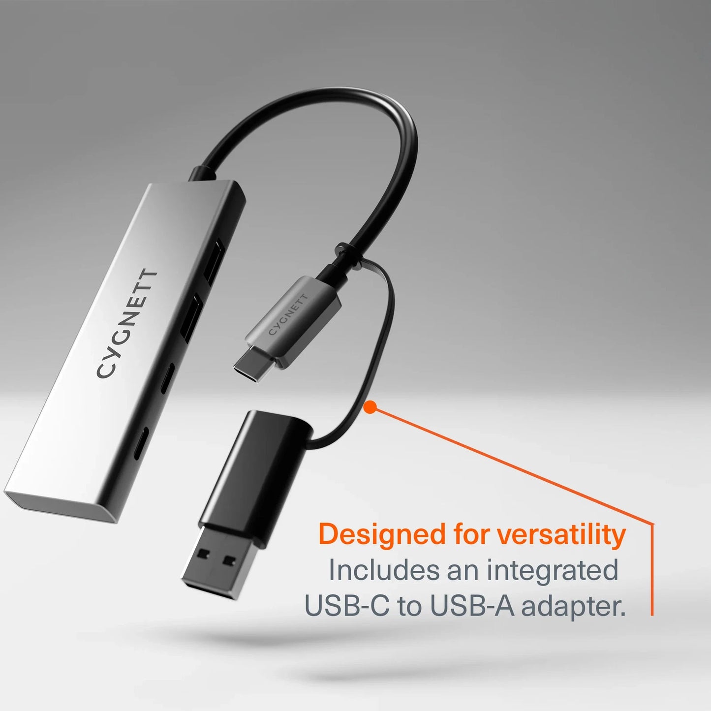 Cygnett 4-in-1 USB-C to USB-C & USB-A Hub - on laptop