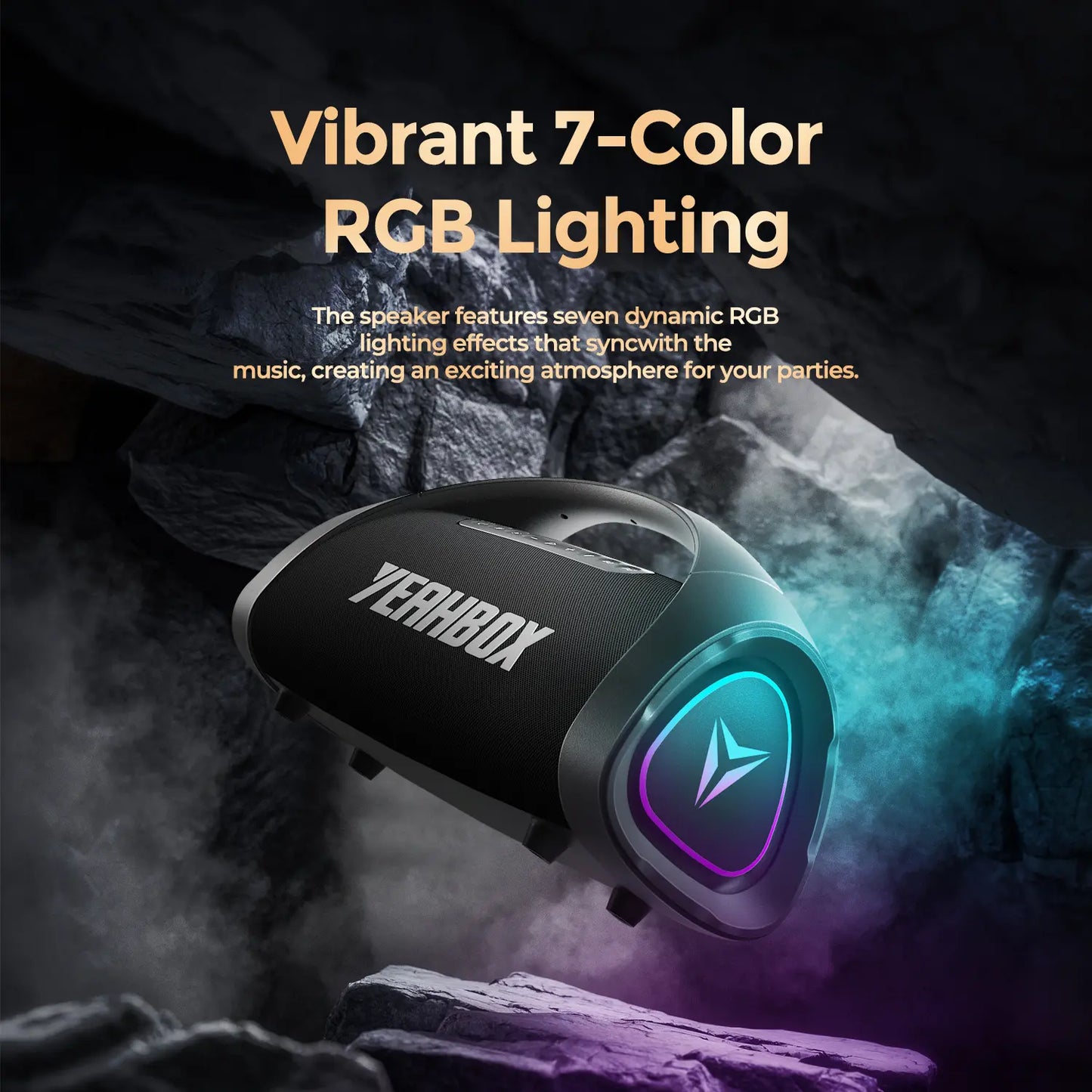 YEAHBOX Sonic Boom Max Portable Bluetooth Sound System - 200W RMS/300W Peak Stereo Speaker with Trifonic Pro True 3-Way Hi-Fi, Pulsebass X Oval Woofer, 5 Drivers, Bluetooth 5.3, EQ, USB Type-C Fast Charging, Water Resistant, and Battery-Powered for Outdoor Use.