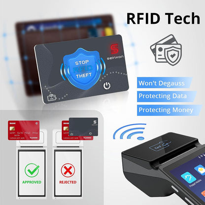 SEINXON RFID Blocking Wallet Finder with IP68 Waterproof Item Tracker and Rechargeable Clip, Compatible with Apple Find My App (iOS Only), Grey