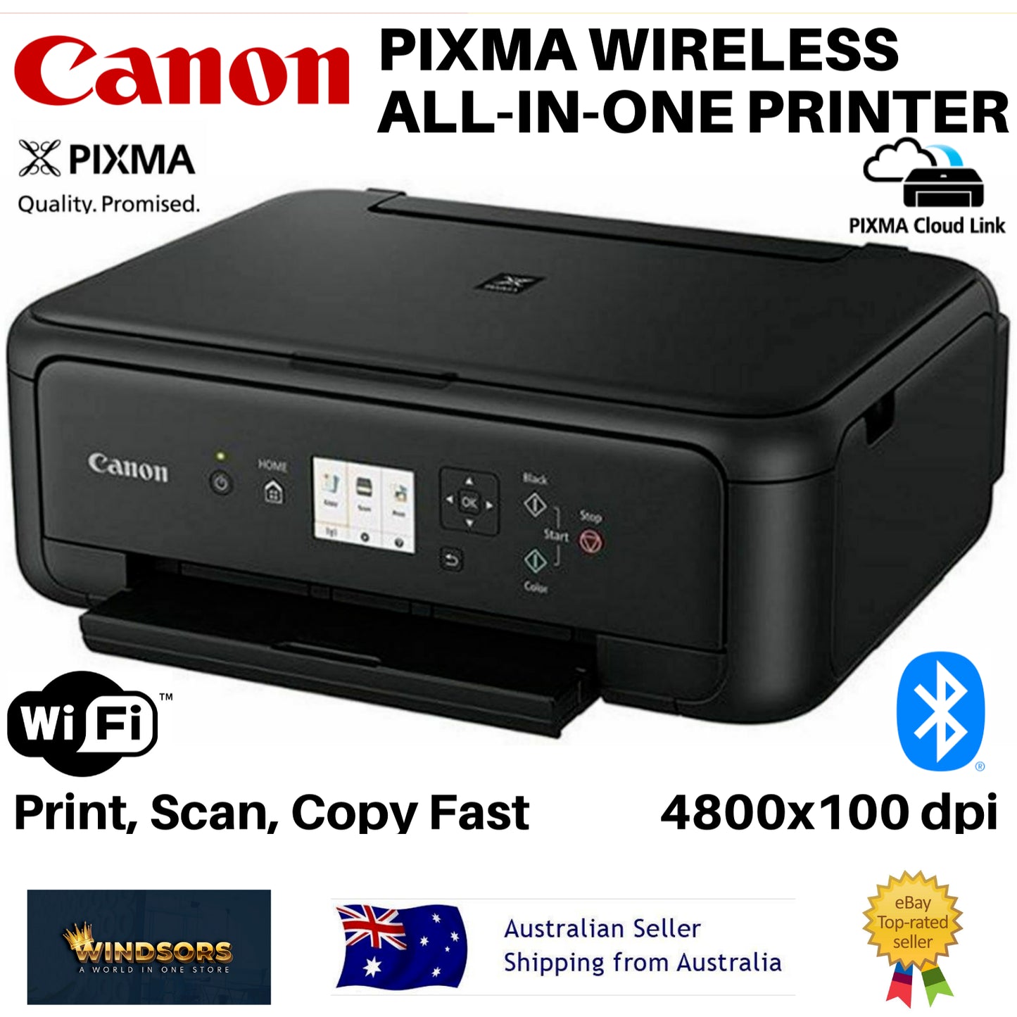 Canon PIXMA Wireless All-In-One Inkjet Printer with Scanner and Bluetooth Connectivity for Home Use