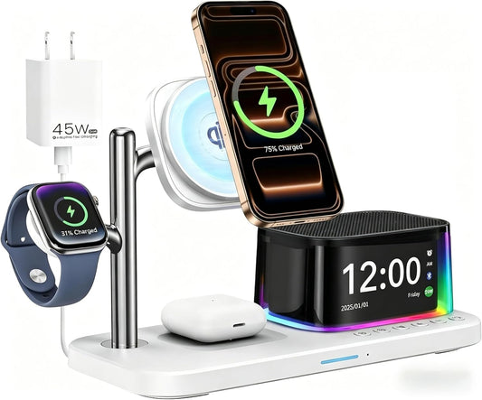7-in-1 Wireless Charging Station with Bluetooth Speaker