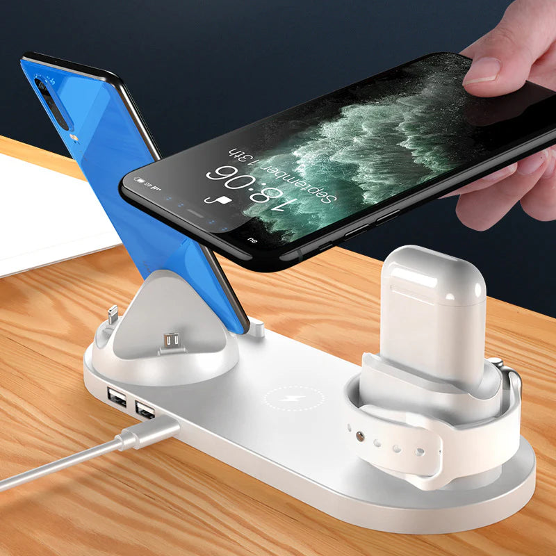 6-in-1 Wireless Fast Charging Dock Station for iPhone and Apple Watch