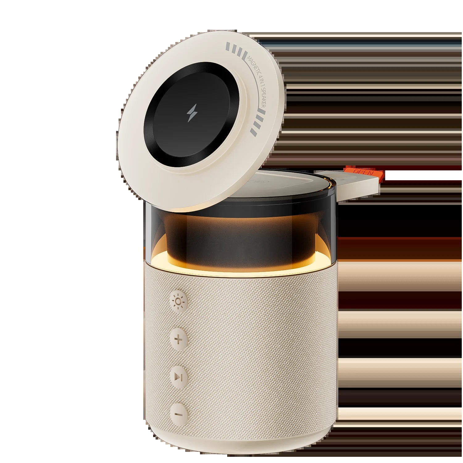 5-In-1 Magnetic Wireless Charging Station with Wireless Speaker Night Light Fast Charger for Iphone Iwatch Airpods with Speaker