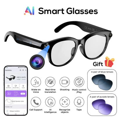 800W HD Smart Sport Glasses with AI Capabilities, Photo/Video Recording, Remote Shutter Control, Voice Assistant, Object Recognition, Bluetooth Connectivity for Music and Calls, Multilingual Translation, Lightweight Design, Meta Glasses