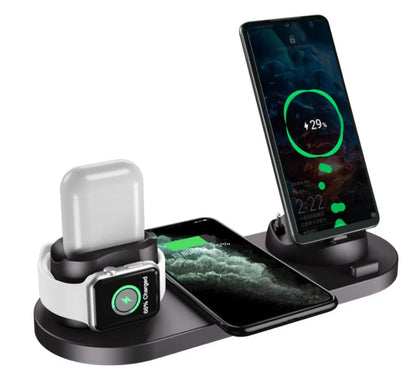 6-in-1 Wireless Fast Charging Dock Station for iPhone and Apple Watch