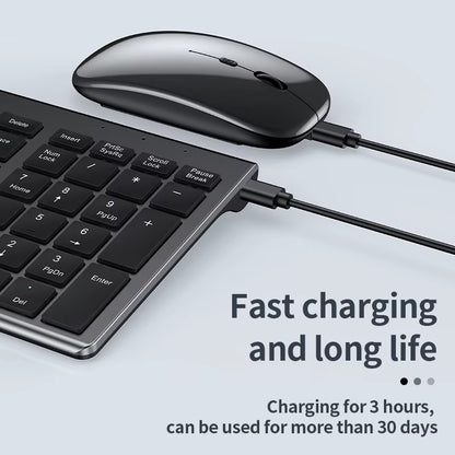 Slim Rechargeable Bluetooth Keyboard and Mouse Set for Laptop Computer 2.4G USB Wireless Keyboard and Mouse Combo