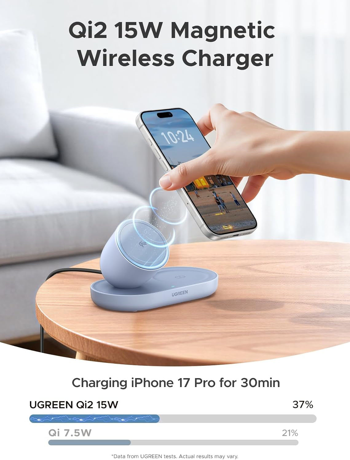 Qi2 Certitied 15W Magsafe Charger, 2-In-1 Wireless Chargerer,Blue | Magnetic Charging Station Compatible with Iphone 17/16/15/14/13/12, Airpods 4/3/2/Pro 3/2(No AC Adapter)