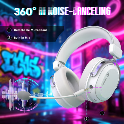 ATTACK SHARK L30Pro Wireless Gaming Headset, Detachable Microphone 7.1 Surround