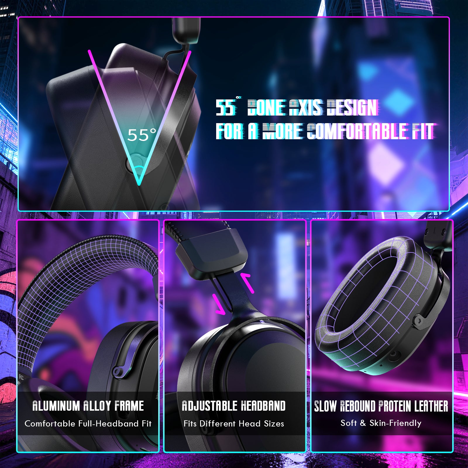 ATTACK SHARK L30Pro Wireless Gaming Headset, Detachable Microphone 7.1 Surround