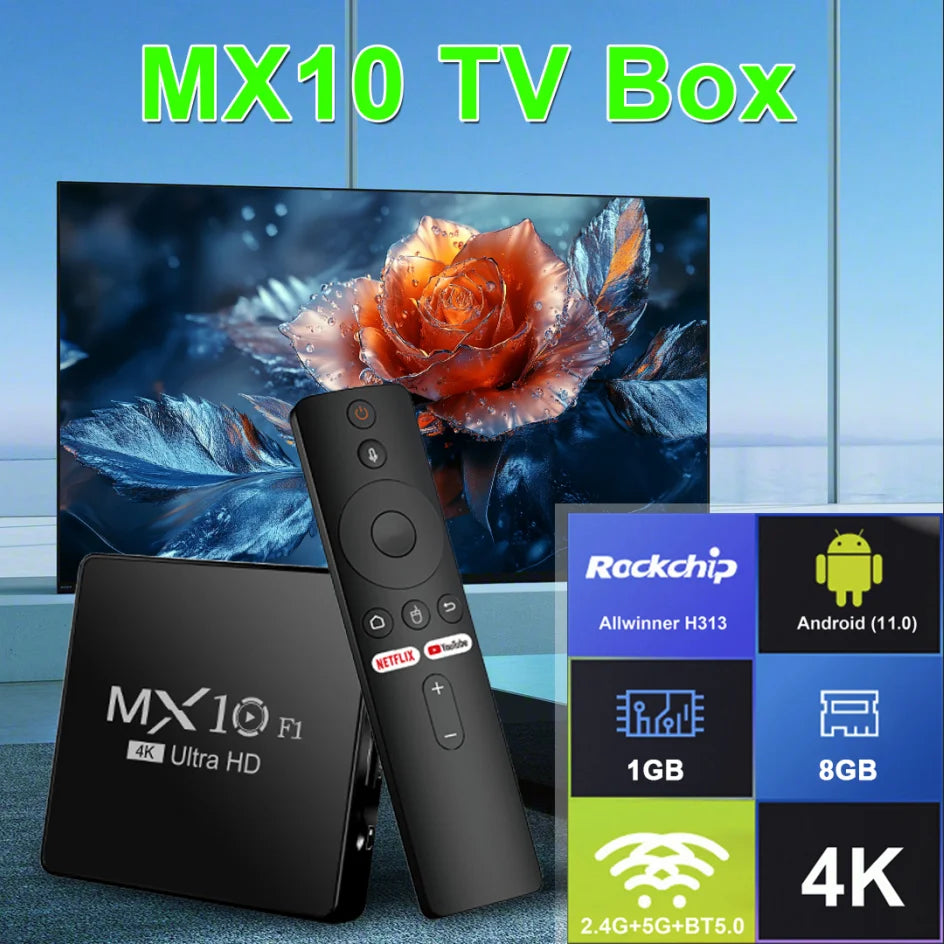 Android Smart TV Box Allwinner H313  F1 Cortex™-A53 Android 13 Set-Top TV Box Build in Wi-Fi 2.4G + BT5.0