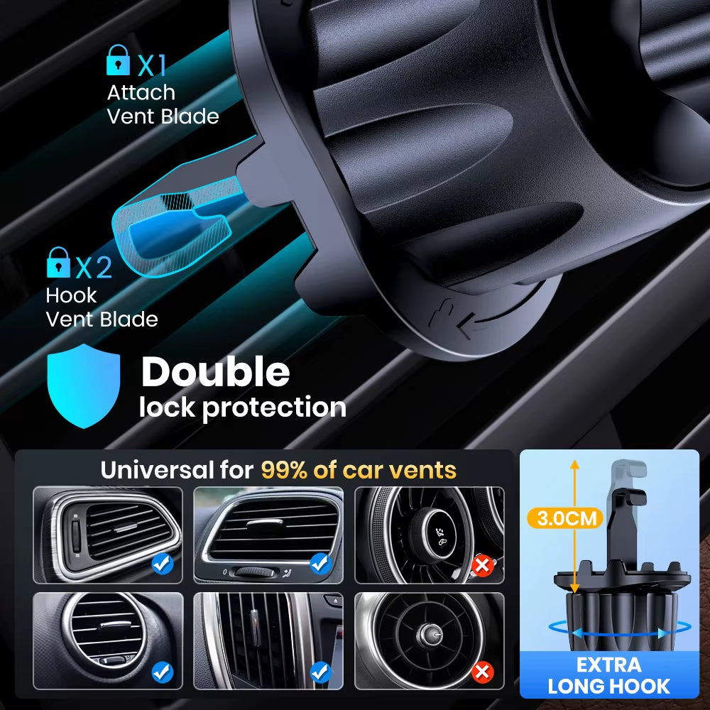 TOPK Magnetic Car Phone Mount - 6 N52 Strong Magnets Air Vent Holder,360°Rotation for Iphone17 & All Mobile Phones