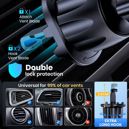 TOPK Magnetic Car Phone Mount - 6 N52 Strong Magnets Air Vent Holder,360°Rotation for Iphone17 & All Mobile Phones