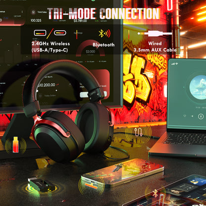 ATTACK SHARK L30Pro Wireless Gaming Headset, Detachable Microphone 7.1 Surround
