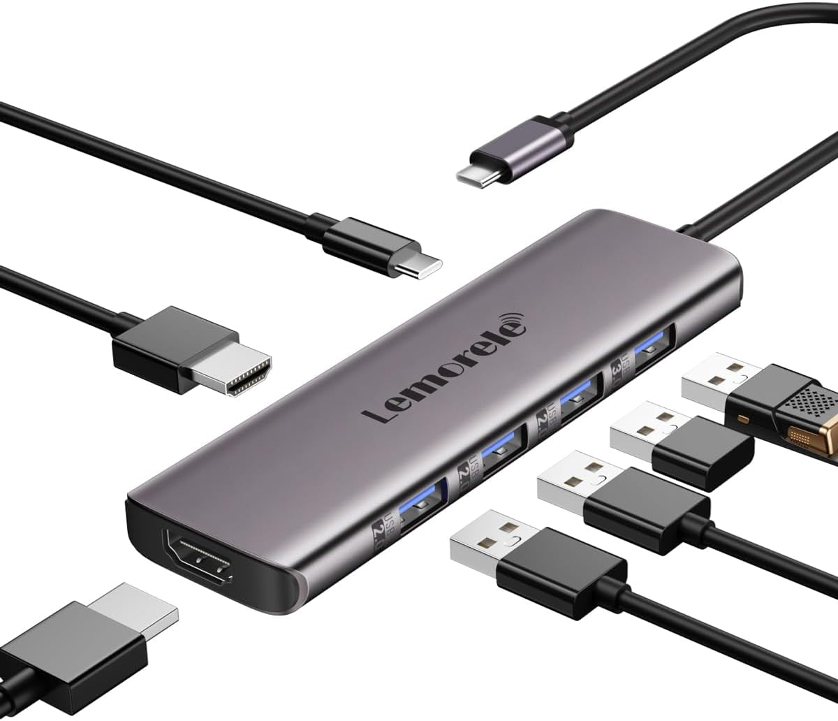 7-in-1 USB-C Docking Station – Dual HDMI, USB & PD