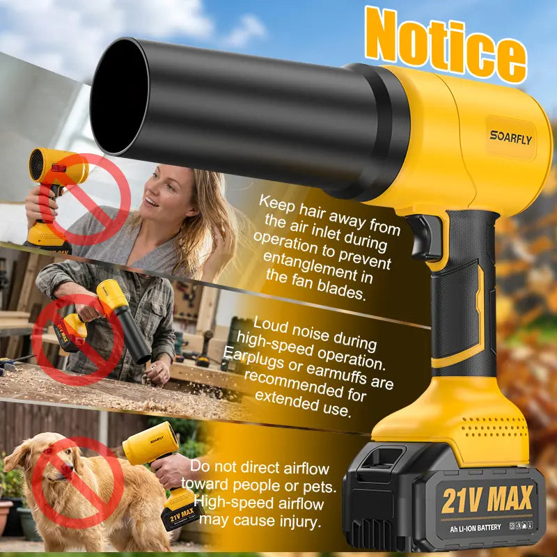 SOARFLY Turbo Jet Blower - Multi-Functional Cordless Leaf Blower and Air Duster with High-Efficiency Copper Motor for Optimal Car Drying, Snow Clearing, and Home Enhancement