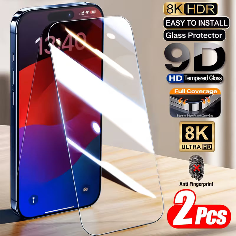 2 X Screen Protector Tempered Glass Iphone 17 Air 16E 15 Pro Max 14 13 12 11 XR