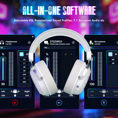 ATTACK SHARK L30Pro Wireless Gaming Headset, Detachable Microphone 7.1 Surround