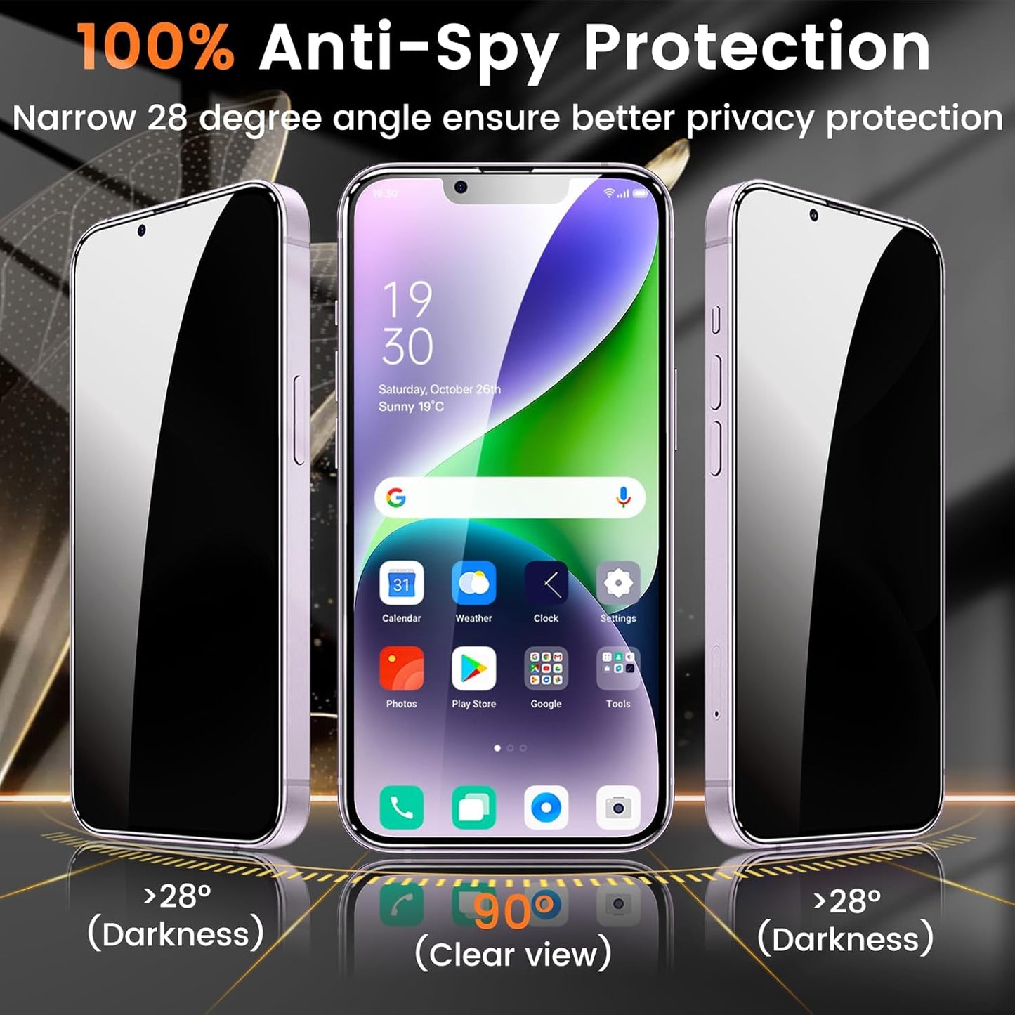 3+3 Pack Privacy Screen Protector for Iphone 14 plus 6.7-Inch with 3 Pack Camera Lens Protector, anti Spy Tempered Glass Film 9H Hardness Bubble Free Case Friendly