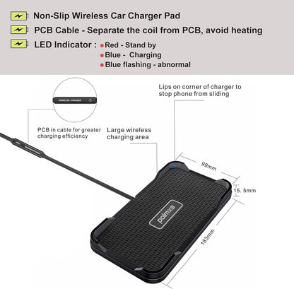 Wireless Charger, Wireless Car Charger Chargng Pad 15W Fast Wireless Phone Charger Cell Phone Cordless Charger Charging Mat Compatible with Iphone 11/12/12/14/15 Galaxy S21/S22/S23/24 (C12Y)
