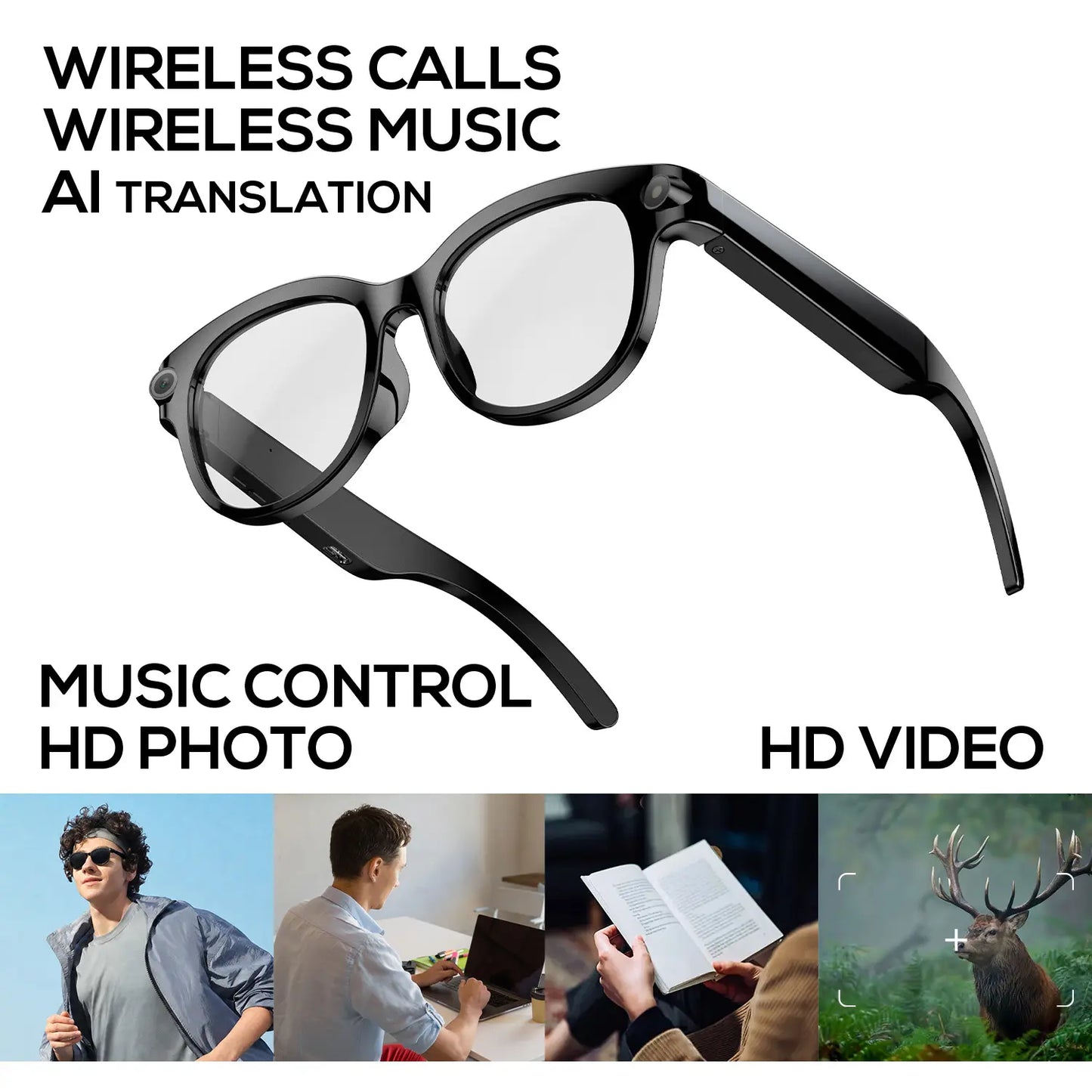 800W HD Smart Sport Glasses with AI Capabilities, Photo/Video Recording, Remote Shutter Control, Voice Assistant, Object Recognition, Bluetooth Connectivity for Music and Calls, Multilingual Translation, Lightweight Design, Meta Glasses