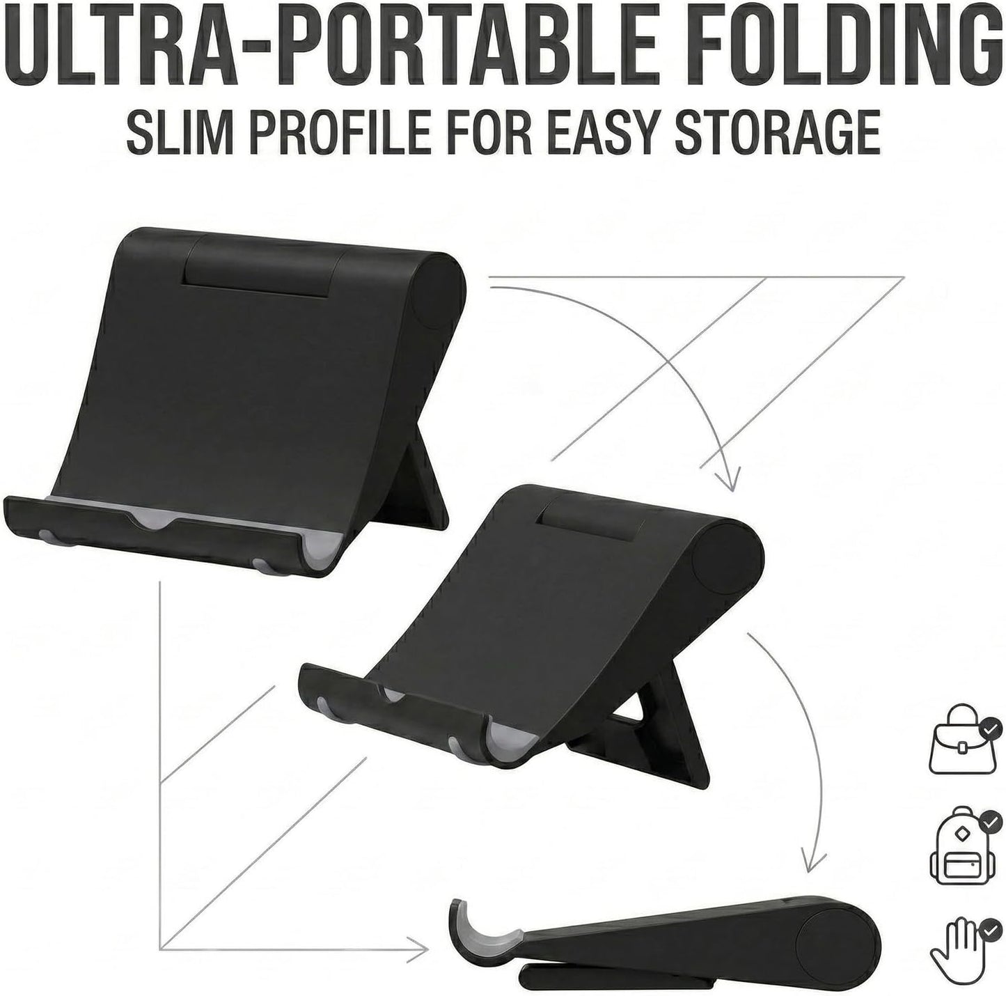 Adjustable Portable Tablet Stand Holder - Perfect for Your Office and Travel Needs (Black)