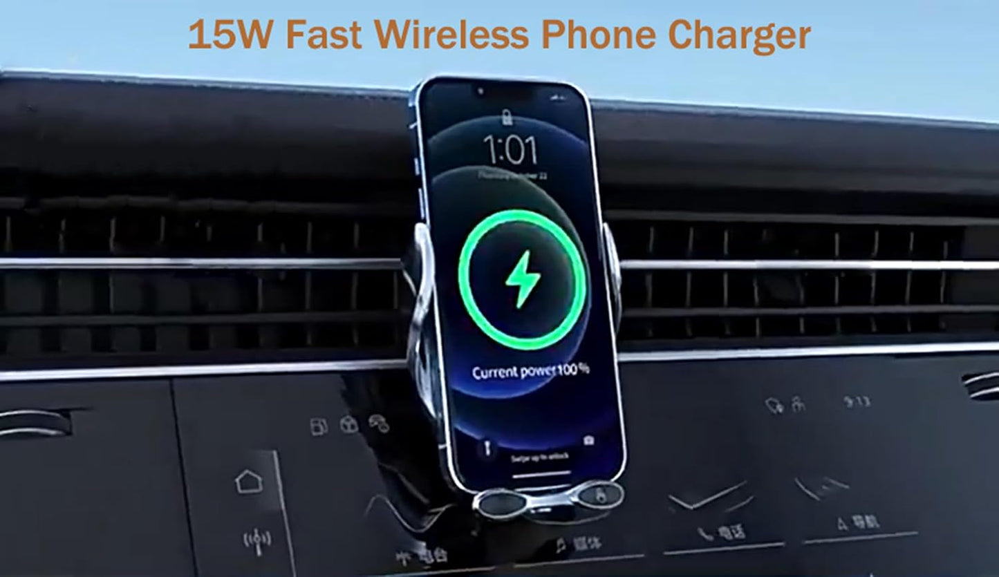 Experience the Ultimate Convenience with Our 15W Fast Wireless Phone Charger & Holder - Perfect for Car, Office, and Kitchen!
