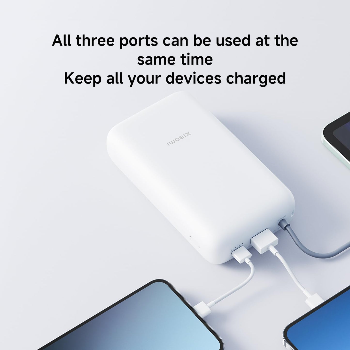 Power Up Anywhere: 20000mAh Dark Gray Power Bank with Integrated Cable for Fast Charging