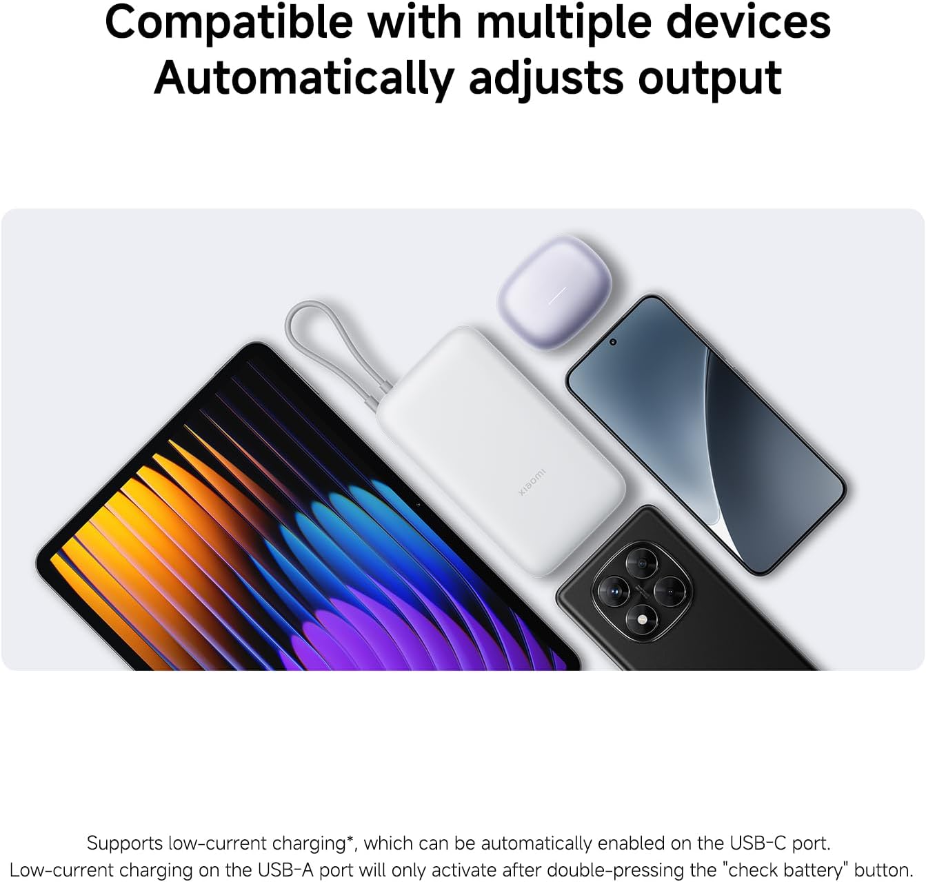 Power Up Anywhere: 20000mAh Dark Gray Power Bank with Integrated Cable for Fast Charging