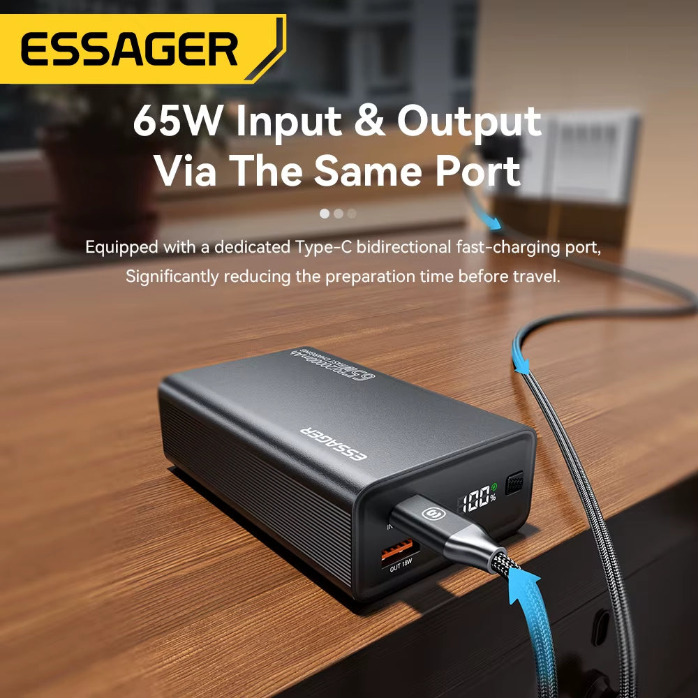 Power Bank 20000Mah Portable PD 65W Fast Charging Mobile Phone External Battery Powerbank for Iphone17 16 15 Laptop Mac