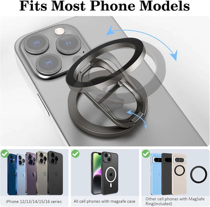 Magnetic Phone Grip for Magsafe, Dual-Sided Magnet Phone Ring Holder for Iphone 16/15/14/13/12 Samsung Google Magsafe Accessories