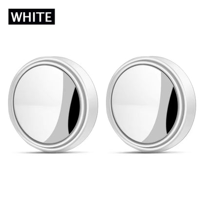 2-Piece 360-Degree Adjustable Blind Spot Mirrors - Round Frame Wide Angle Convex Rearview Mirrors for Enhanced Car Reversing Safety