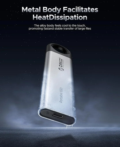 1TB External SSD up to 1050Mb/S 550Mb/S, Hanging Hole Design Portable Solid State Drive, USB C&A 2 in 1 Cable