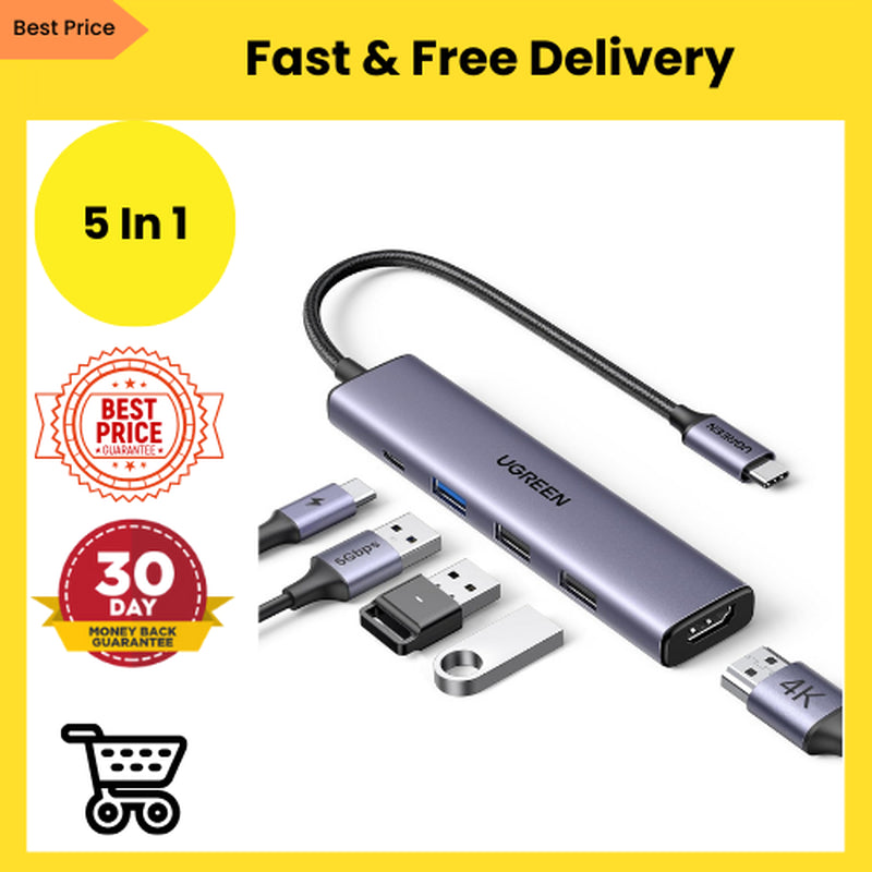 UGREEN Revodok 105 USB C Hub 5 in 1 Multiport Adapter 4K HDMI, 100W Power Au