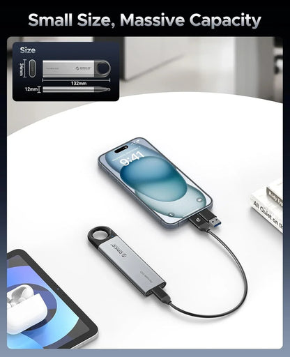 1TB External SSD up to 1050Mb/S 550Mb/S, Hanging Hole Design Portable Solid State Drive, USB C&A 2 in 1 Cable
