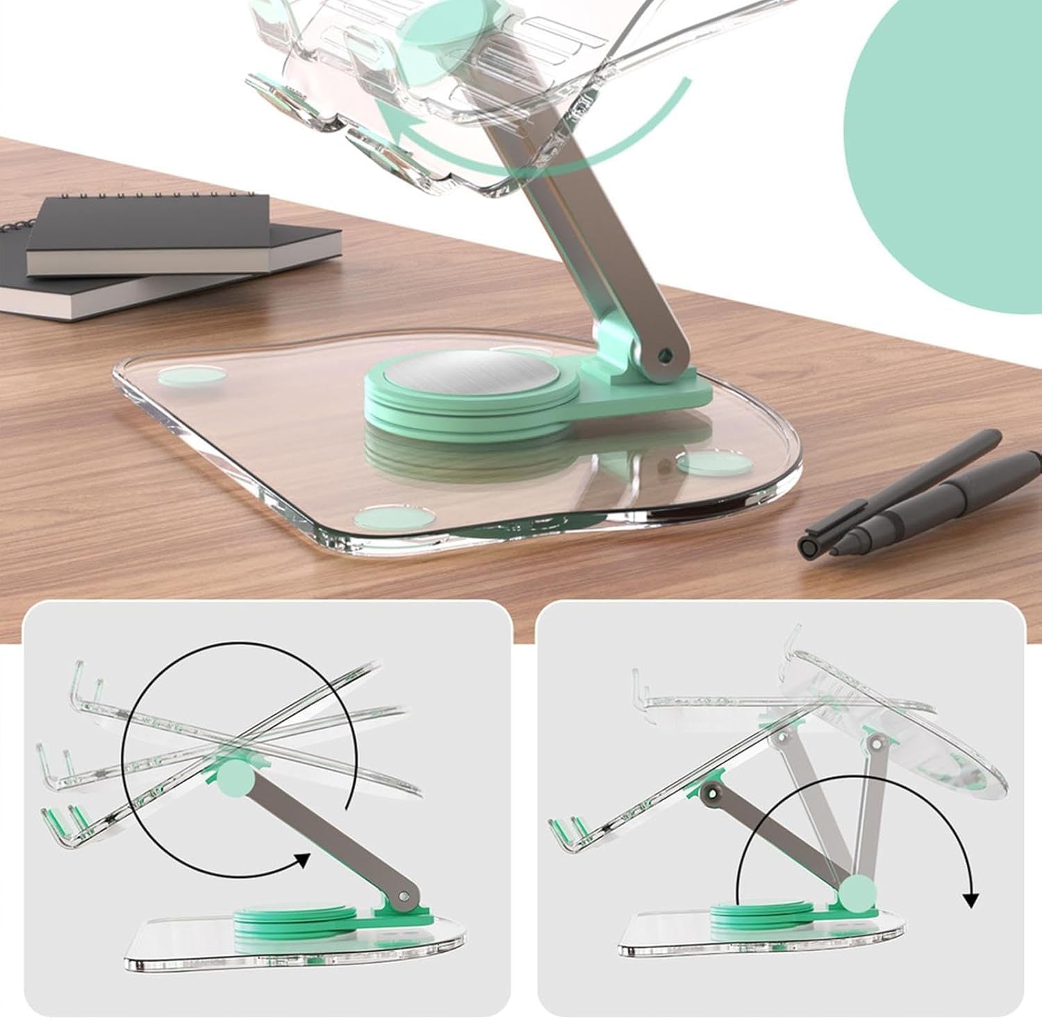 Tablet Stand Holder - Foldable Transparent Acrylic Tablet Stand for Desk | Fashionable and Multipurpose Desktop Tablet Stand for Tablets and Mobile Phones