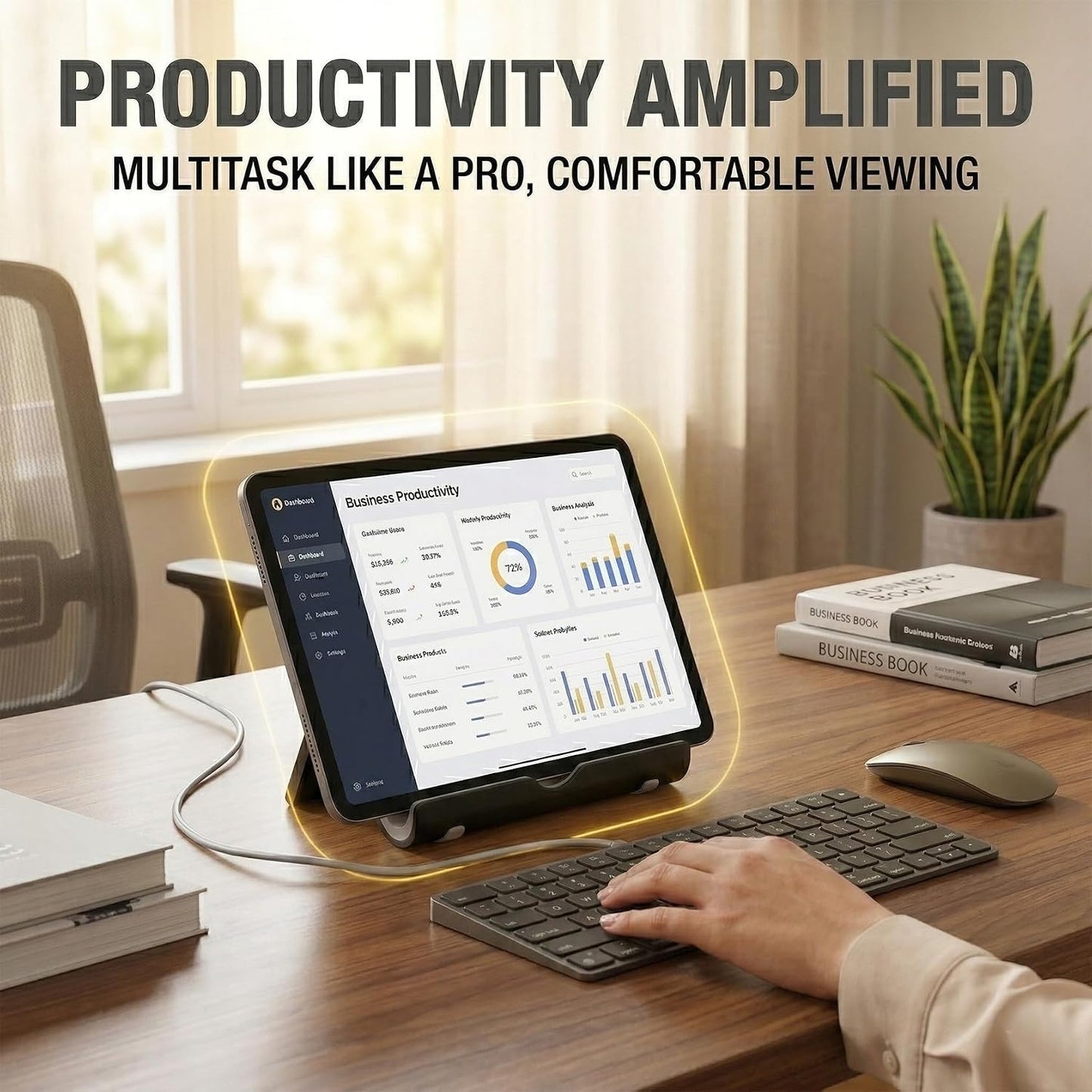 Adjustable Portable Tablet Stand Holder - Perfect for Your Office and Travel Needs (Black)