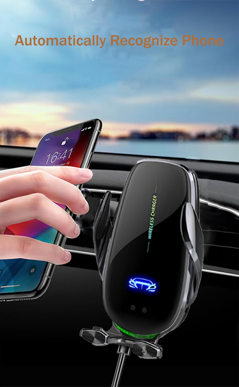 Experience the Ultimate Convenience with Our 15W Fast Wireless Phone Charger & Holder - Perfect for Car, Office, and Kitchen!