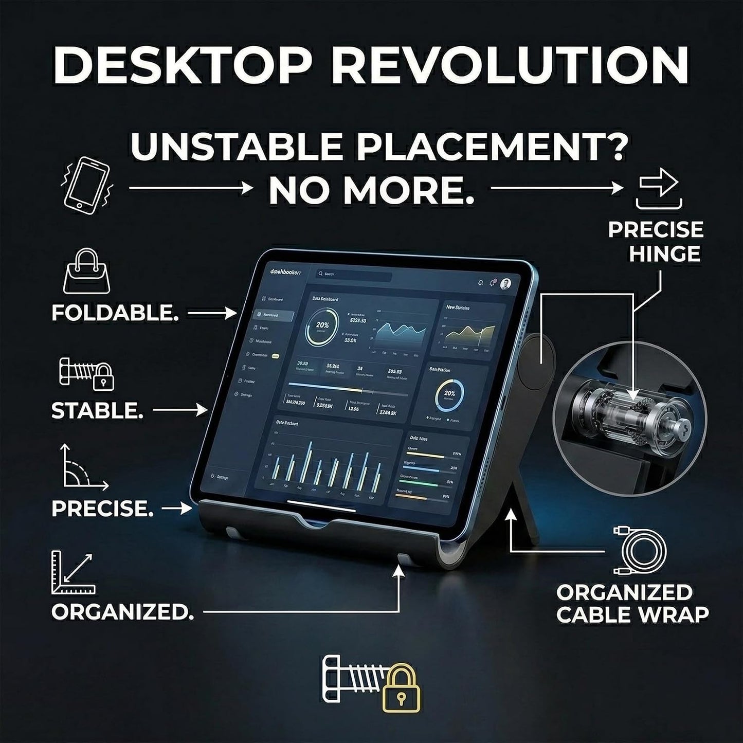 Adjustable Portable Tablet Stand Holder - Perfect for Your Office and Travel Needs (Black)
