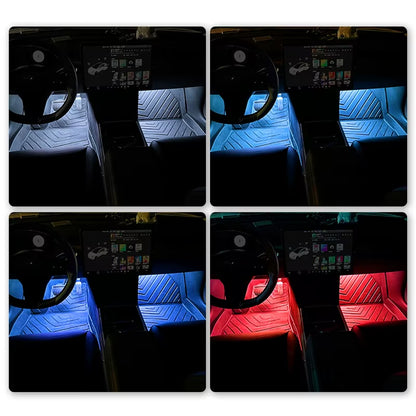 LED Car Neon Foot Lights - Interior Decorative Backlight with USB and Cigarette Lighter Connectivity