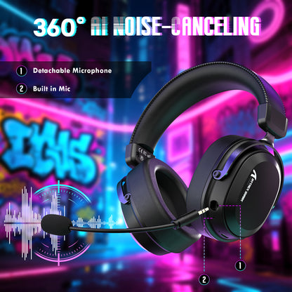 ATTACK SHARK L30Pro Wireless Gaming Headset, Detachable Microphone 7.1 Surround