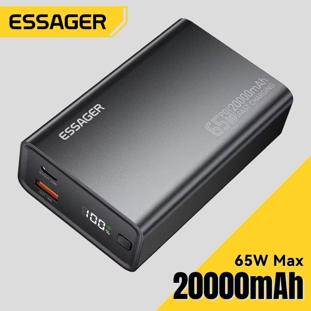 Power Bank 20000Mah Portable PD 65W Fast Charging Mobile Phone External Battery Powerbank for Iphone17 16 15 Laptop Mac