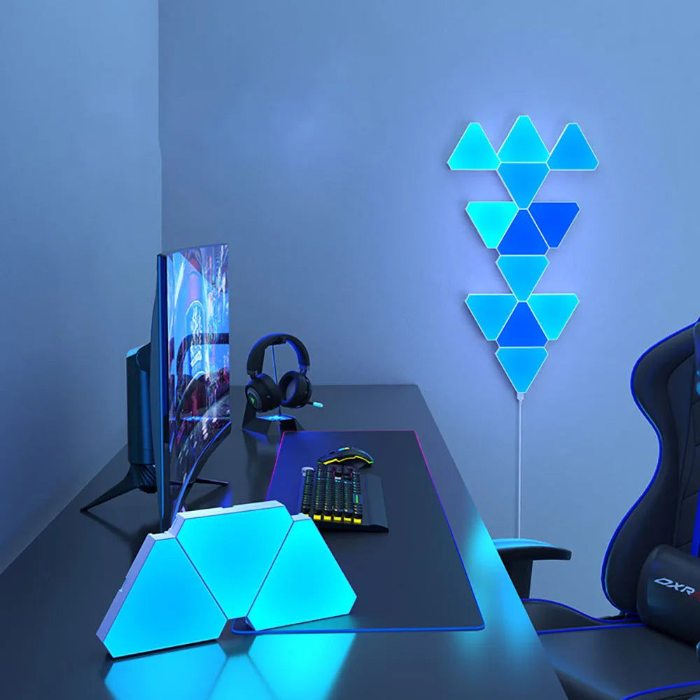 LED Triangular Quantum RGB Wall Lamp - Intelligent Ambient Lighting for Bedroom and Office Décor