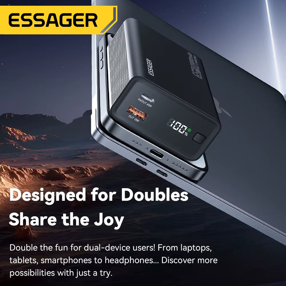 Power Bank 20000Mah Portable PD 65W Fast Charging Mobile Phone External Battery Powerbank for Iphone17 16 15 Laptop Mac