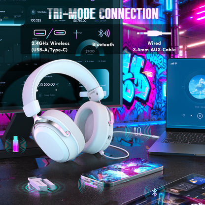 ATTACK SHARK L30Pro Wireless Gaming Headset, Detachable Microphone 7.1 Surround
