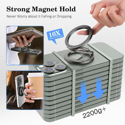 Magnetic Phone Grip for Magsafe, Dual-Sided Magnet Phone Ring Holder for Iphone 16/15/14/13/12 Samsung Google Magsafe Accessories