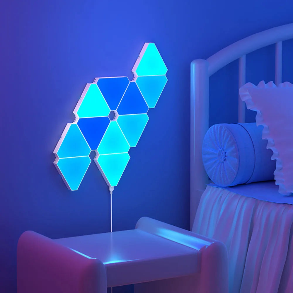LED Triangular Quantum RGB Wall Lamp - Intelligent Ambient Lighting for Bedroom and Office Décor