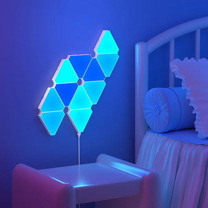 LED Triangular Quantum RGB Wall Lamp - Intelligent Ambient Lighting for Bedroom and Office Décor