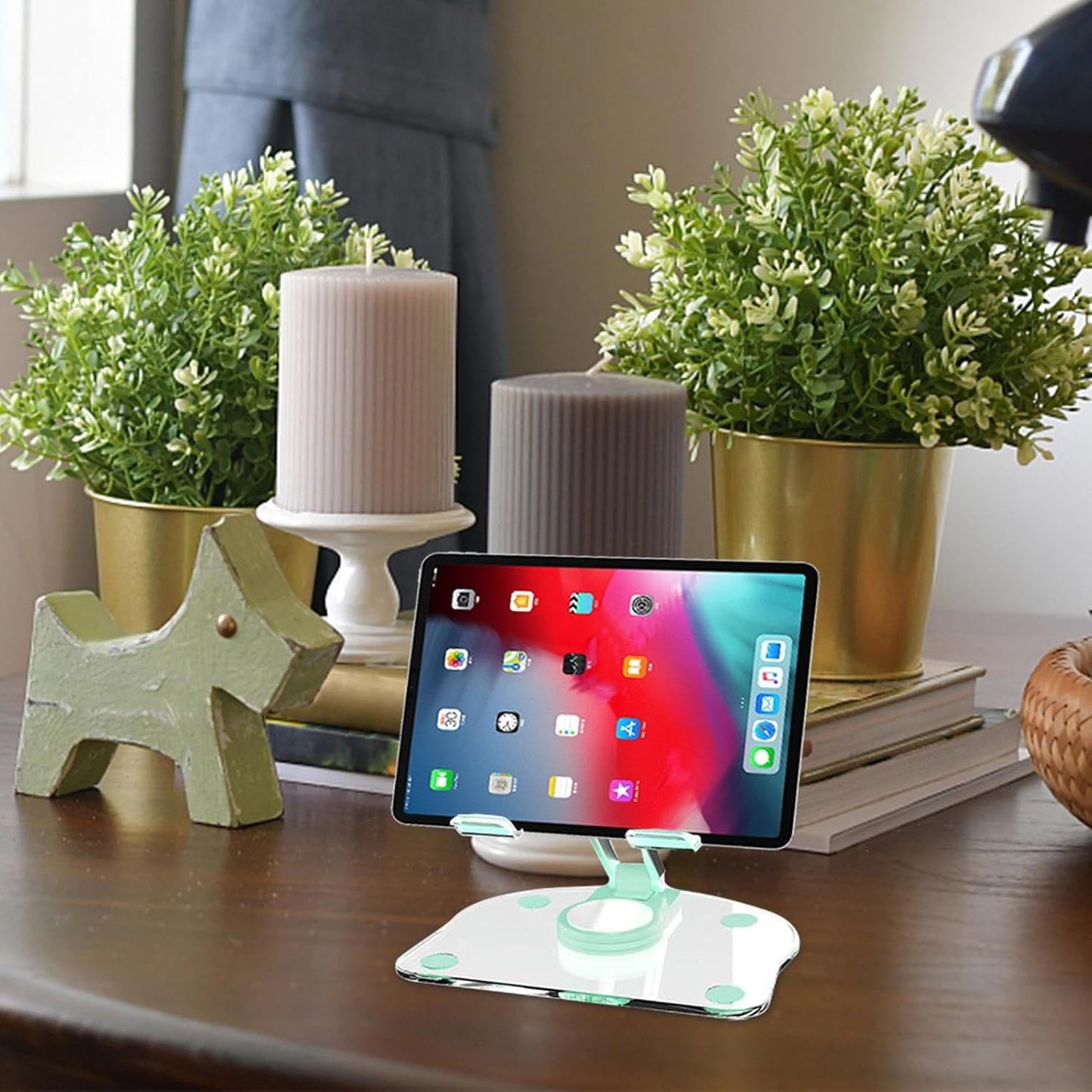 Tablet Stand Holder - Foldable Transparent Acrylic Tablet Stand for Desk | Fashionable and Multipurpose Desktop Tablet Stand for Tablets and Mobile Phones